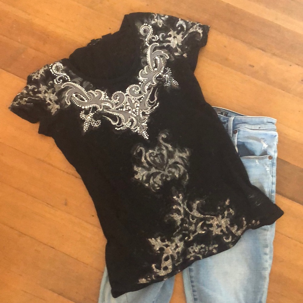 MissMe western style black tee